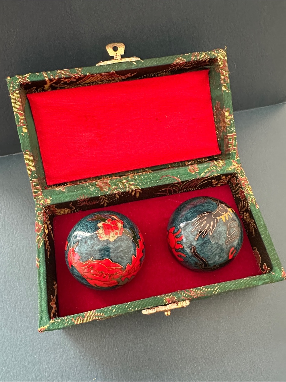 Vintage LARGE Chinese Enamel Exercise Balls